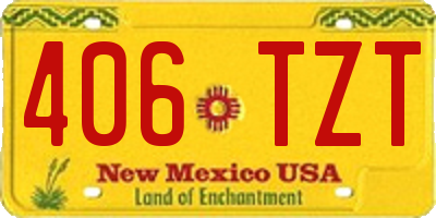 NM license plate 406TZT