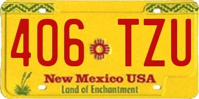 NM license plate 406TZU