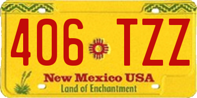 NM license plate 406TZZ