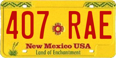 NM license plate 407RAE