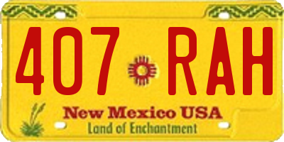 NM license plate 407RAH