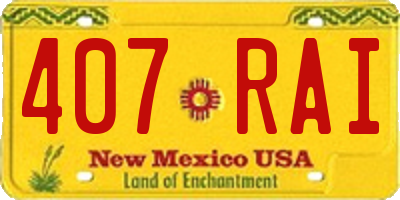 NM license plate 407RAI