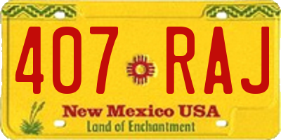 NM license plate 407RAJ