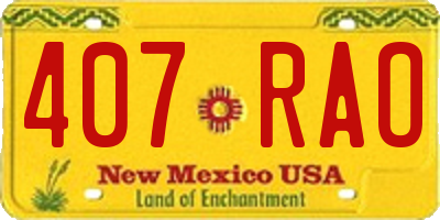 NM license plate 407RAO