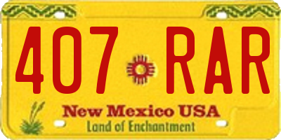 NM license plate 407RAR