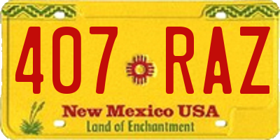 NM license plate 407RAZ