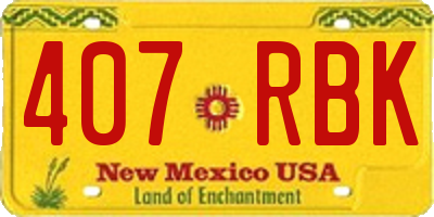 NM license plate 407RBK