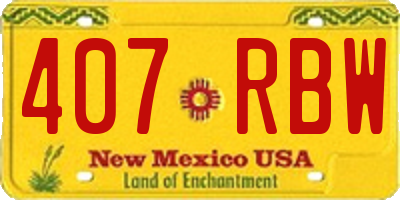 NM license plate 407RBW