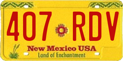 NM license plate 407RDV