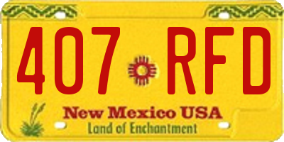 NM license plate 407RFD