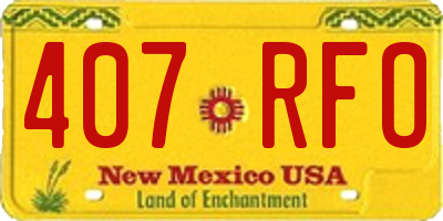 NM license plate 407RFO