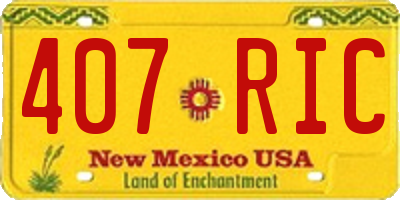 NM license plate 407RIC