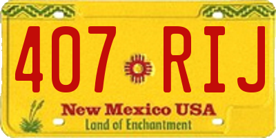 NM license plate 407RIJ