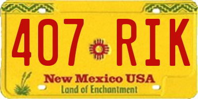 NM license plate 407RIK