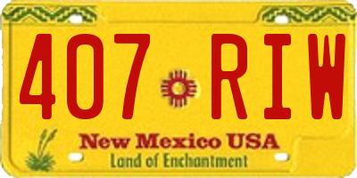 NM license plate 407RIW