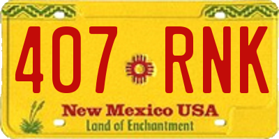 NM license plate 407RNK
