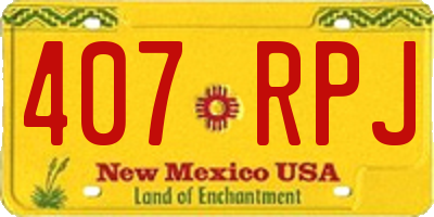 NM license plate 407RPJ