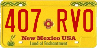 NM license plate 407RVO