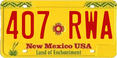 NM license plate 407RWA