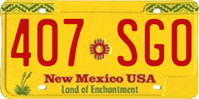 NM license plate 407SGO