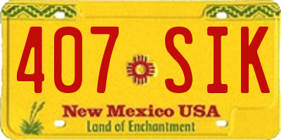 NM license plate 407SIK
