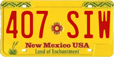 NM license plate 407SIW