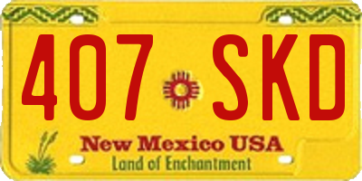 NM license plate 407SKD