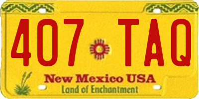 NM license plate 407TAQ