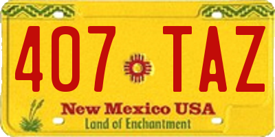 NM license plate 407TAZ