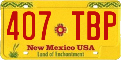 NM license plate 407TBP