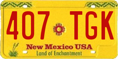 NM license plate 407TGK