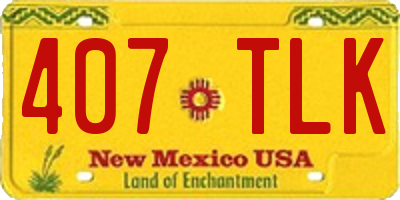 NM license plate 407TLK