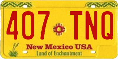 NM license plate 407TNQ