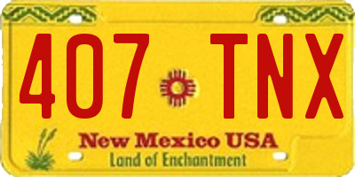 NM license plate 407TNX
