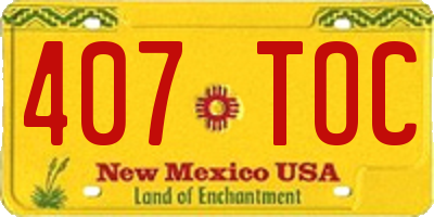 NM license plate 407TOC
