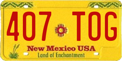 NM license plate 407TOG