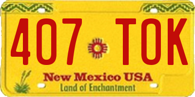 NM license plate 407TOK