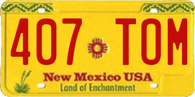 NM license plate 407TOM