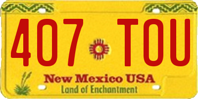 NM license plate 407TOU