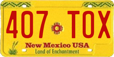 NM license plate 407TOX