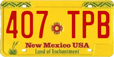 NM license plate 407TPB