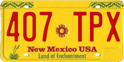 NM license plate 407TPX