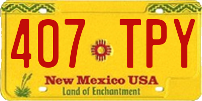 NM license plate 407TPY