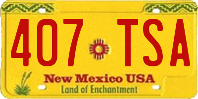 NM license plate 407TSA