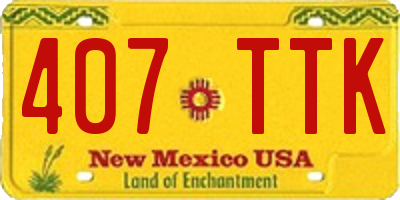 NM license plate 407TTK