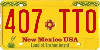 NM license plate 407TTO