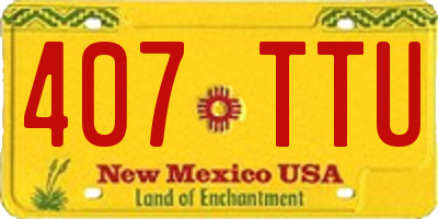 NM license plate 407TTU