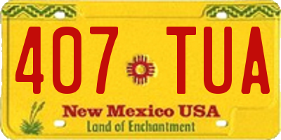 NM license plate 407TUA