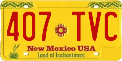 NM license plate 407TVC