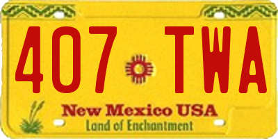 NM license plate 407TWA